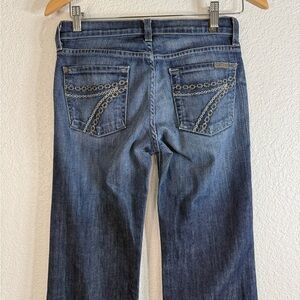 Vintage 7 For All Mankind Dojo 7 Low Rise Blue Flare Jeans Sz 26 USA Made Y2K